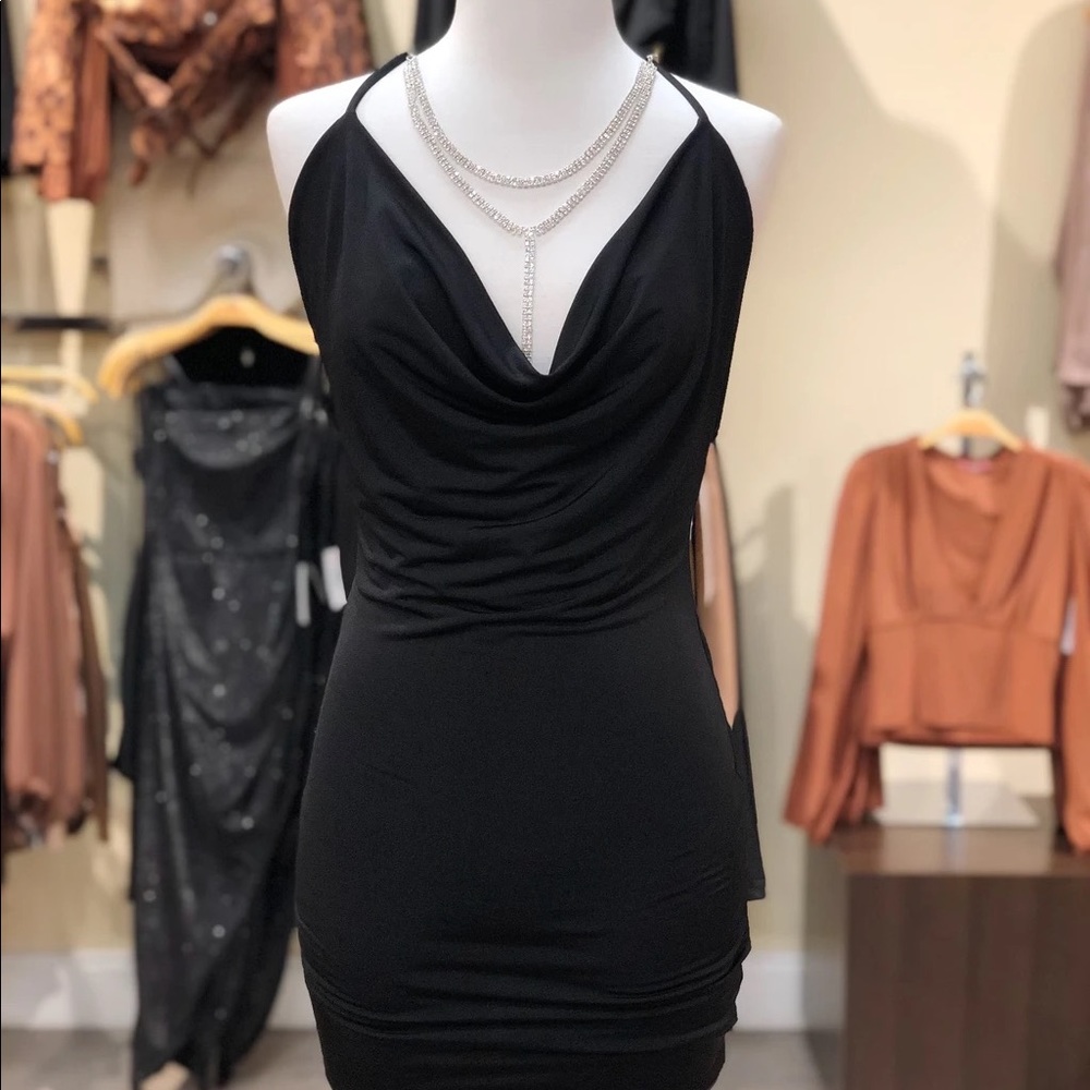 faven black halter dress